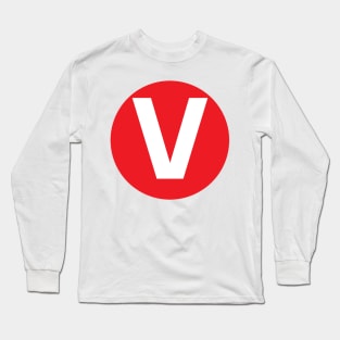 Letter V Big Red Dot Letters & Numbers Long Sleeve T-Shirt